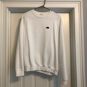 Brandy Melville Bear Embroidery Sweatshirt - White